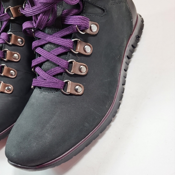 Cole Haan ZeroGrand Purple Lace Wool Collar Boots Women's Size 7B - Picture 5 of 6
